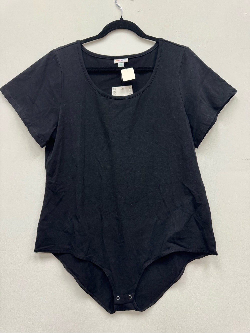 LuLaRoe Black Short-Sleeve Scoop Neck Bodysuit